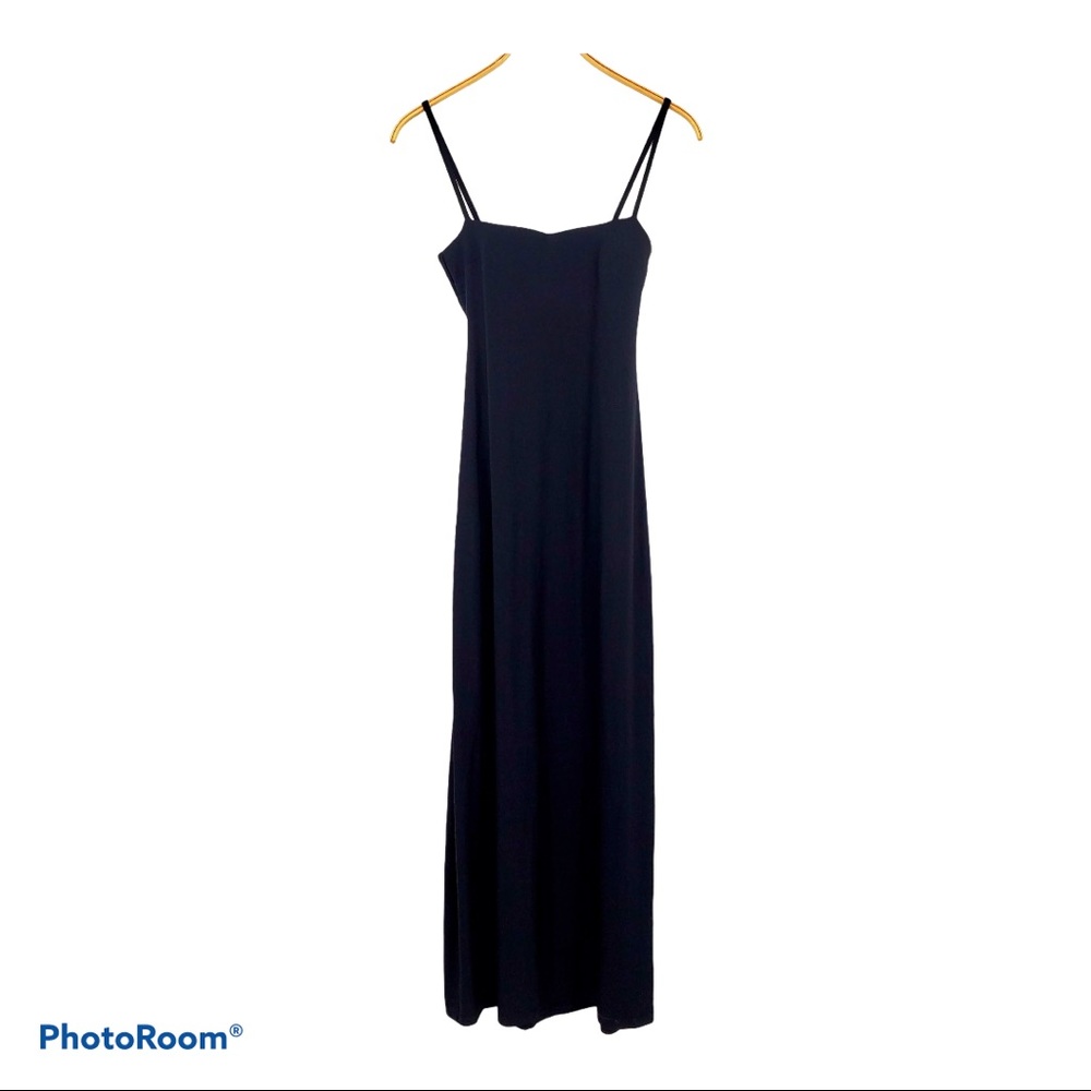 Vintage 90s Bebe Black Spaghetti Strap Open Back Maxi Dress
